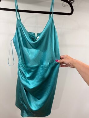 glam Teal Satin Dress